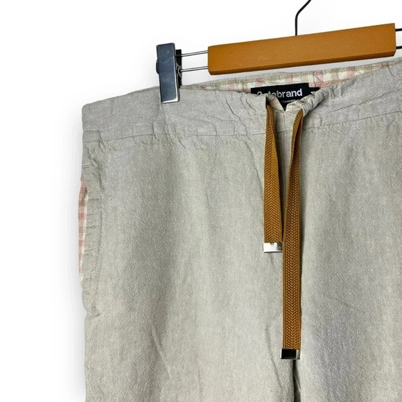 Betabrand Tan Linen Drawstring Loose Fit Ankle  Pants - Picture 3 of 8